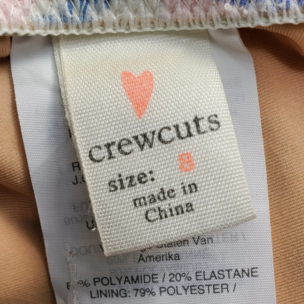 Crew Cuts Pink Blue Ruffle Chevron Swim Suit Size 8 yrs